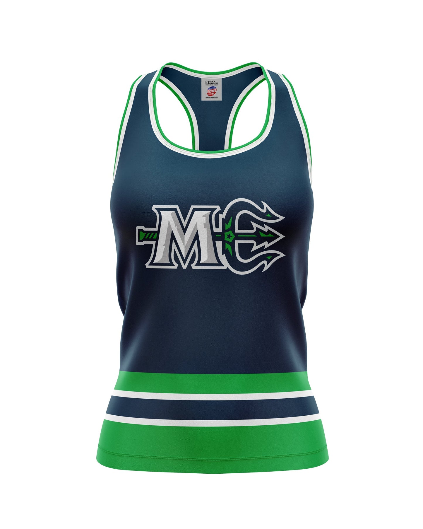 Bench Clearers Maine Mariners Navy Women's Racerback Hockey Tank