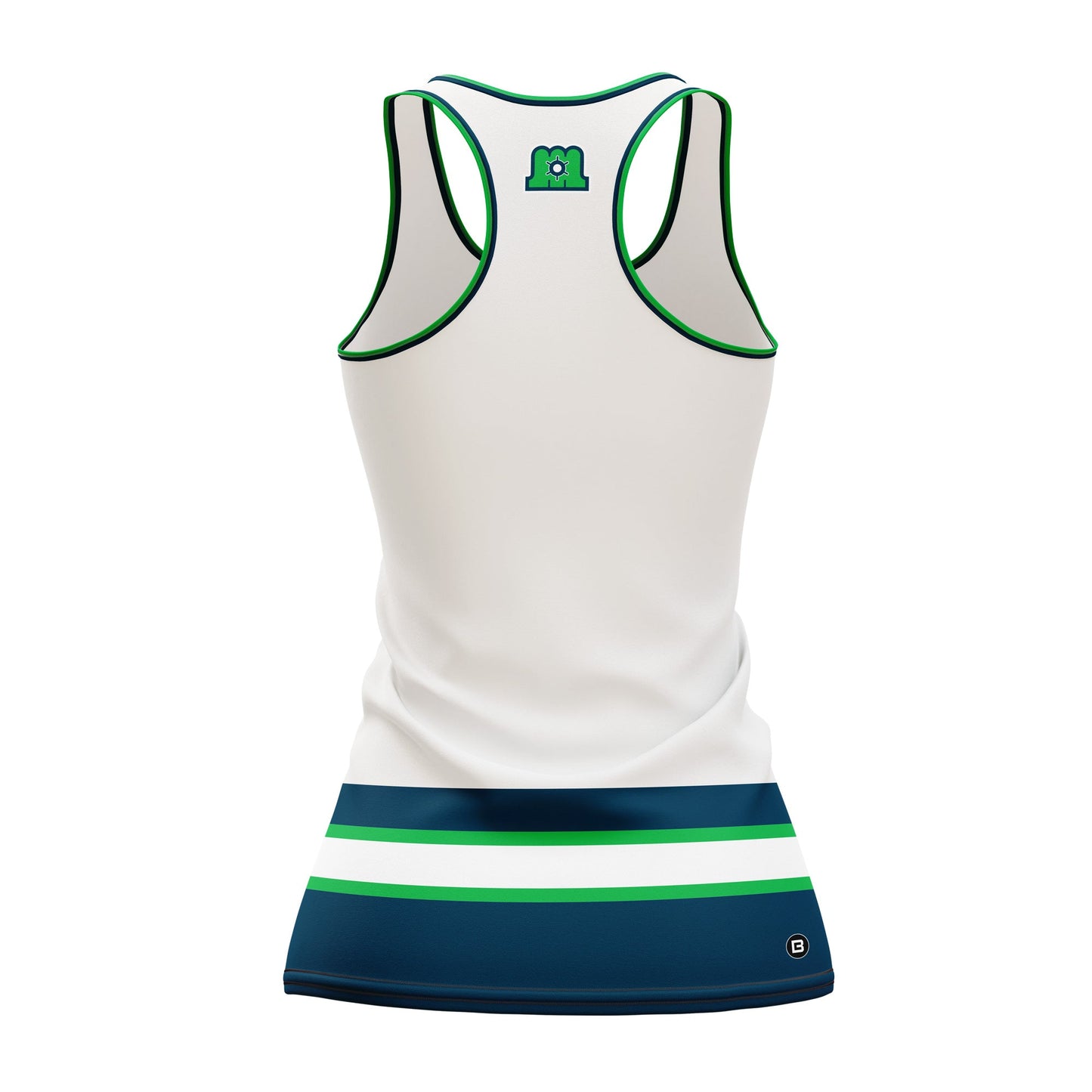 Bench Clearers Maine Mariners White Women's Racerback Hockey Tank