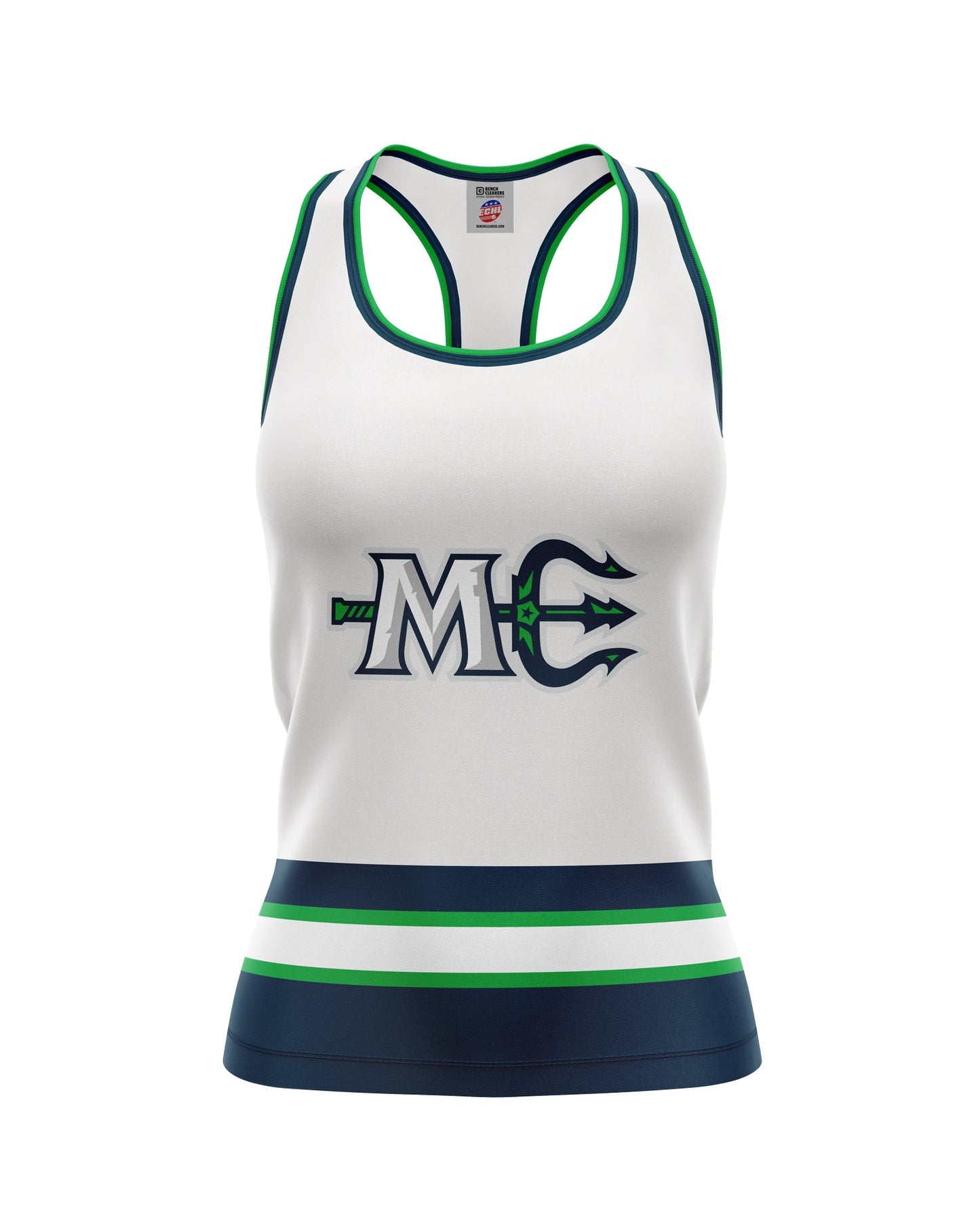 Bench Clearers Maine Mariners White Women's Racerback Hockey Tank